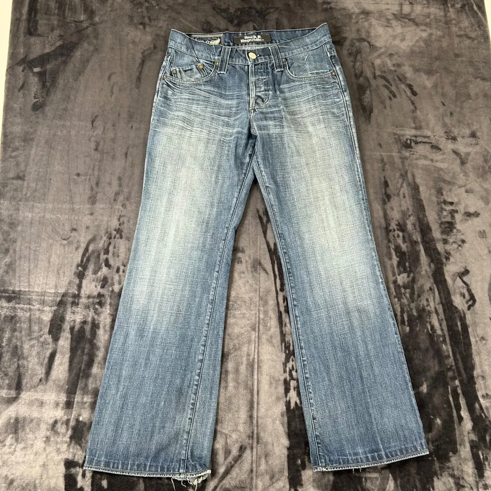 Rock & Republic Bootcut Jeans Mens 33 Blue Floyd VLO-06HL Distressed Hem